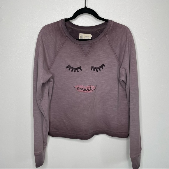 Anthropologie Saturday Sunday Smart Mouth Pullover Size Medium Purple Ombre - Picture 2 of 5